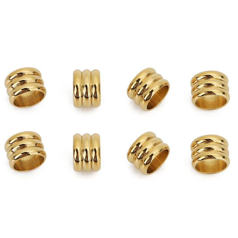 30pcs Stainless Steel Gold Plated Big Hole Three Levels Spacer Loose Beads Charm Necklace Bracelet Jewelry Making Accessories