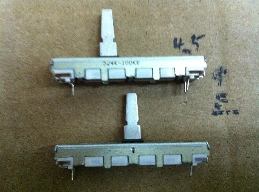 [ bella ]ALPS Alps 4.5 cm slide potentiometers 100KB single joint with intermediate positioning axis length 15MM--10pcs/lot