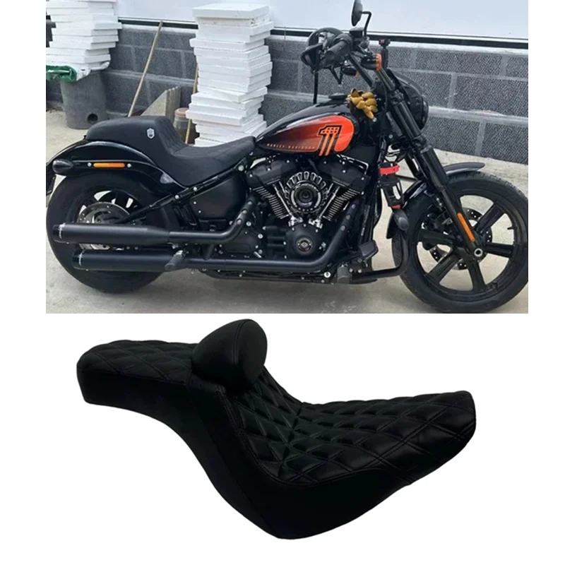 Motorcycle DS Double Seat Driver Backrest Passenger Cushion SOC For Harley Softail Street Bob Low Rider S ST Sport Glide 18-24