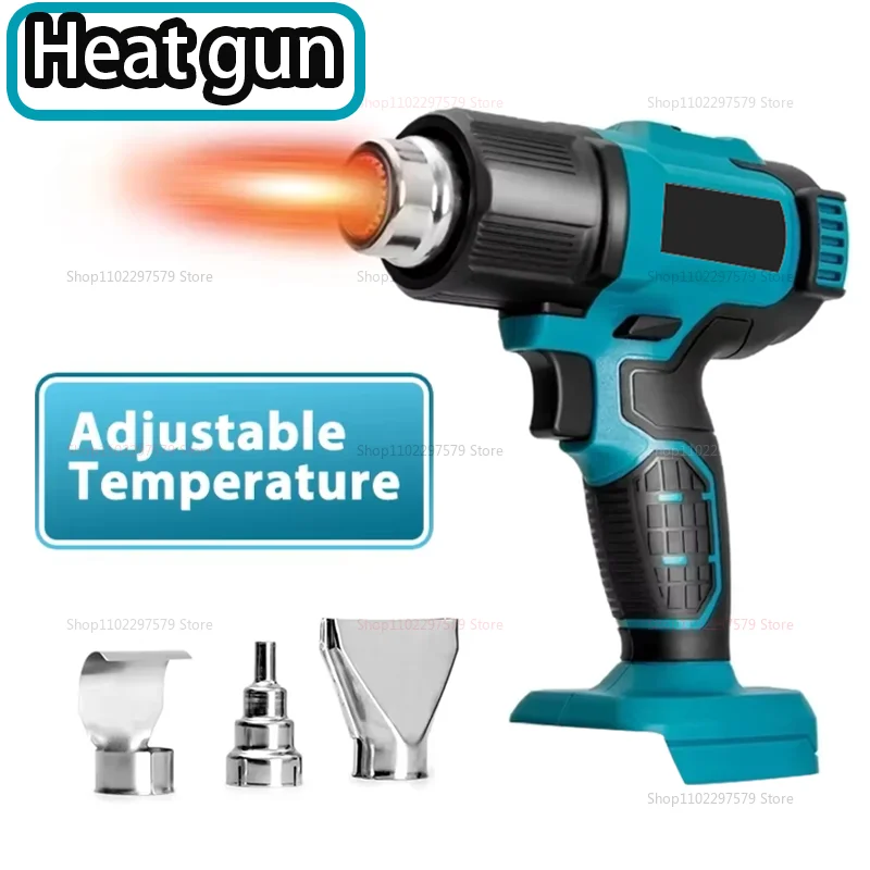 21V Portable Cordless Hot Air Heat Gun Rechargeable Nozzle Hot Glue Gun for Crafts Home Repairs with Makita Battery
