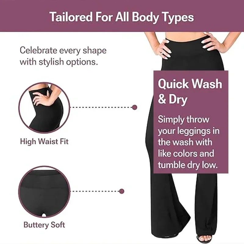 Women's Bootcut Yoga Pants Tummy Control Non See Through Bootleg Gym Workout Pants