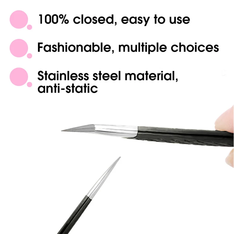 Stainless Steel False Eyelash Tweezers High Precision Eyelash Extension Tweezers Beauty Eyelash Grafting Tools Anti-slip Tweezer