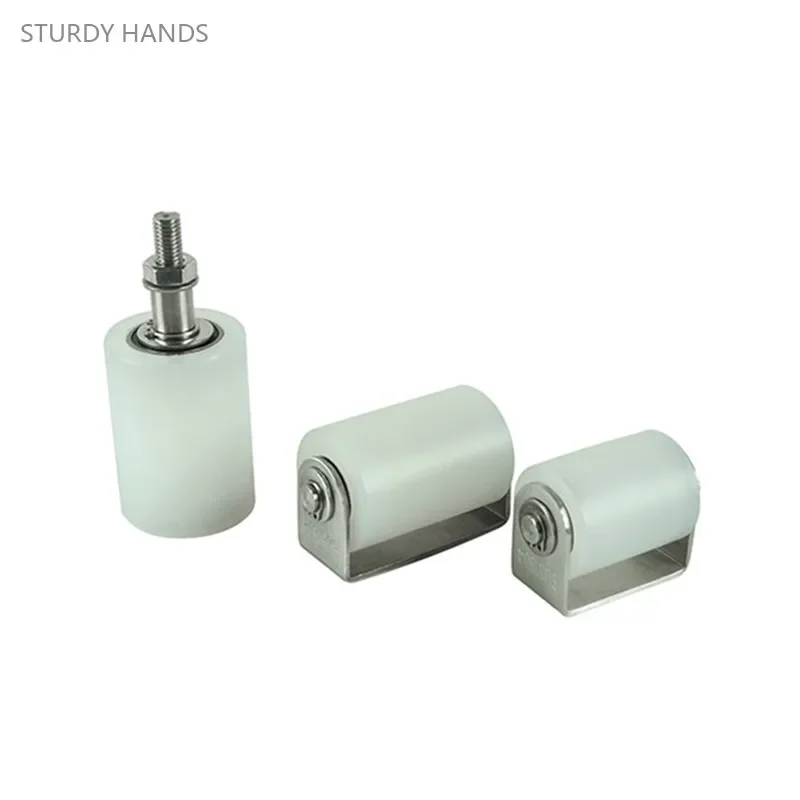 1Pc Stainless Steel Bracket Nylon Pulley Barn Sliding Door Wheels Rollers Cabinet Door Track Positioning Roller Home Hardware