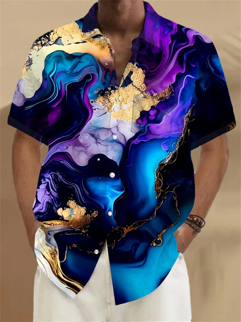 2025 men's short sleeved shirt solid color shirt summer casual vacation Hawaiian shirt comfortable top