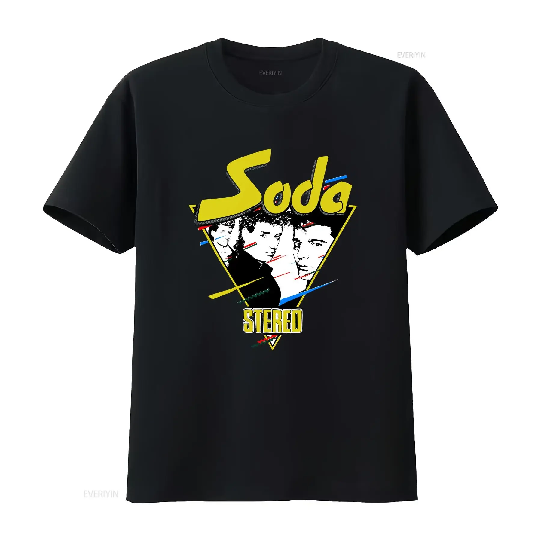 Soda Stereo Band 90s Estilo Retro Nueva camiseta negra rara vintage Lavado Elegante Ropa de diseñador ligeramente para hombre Cómoda Suave