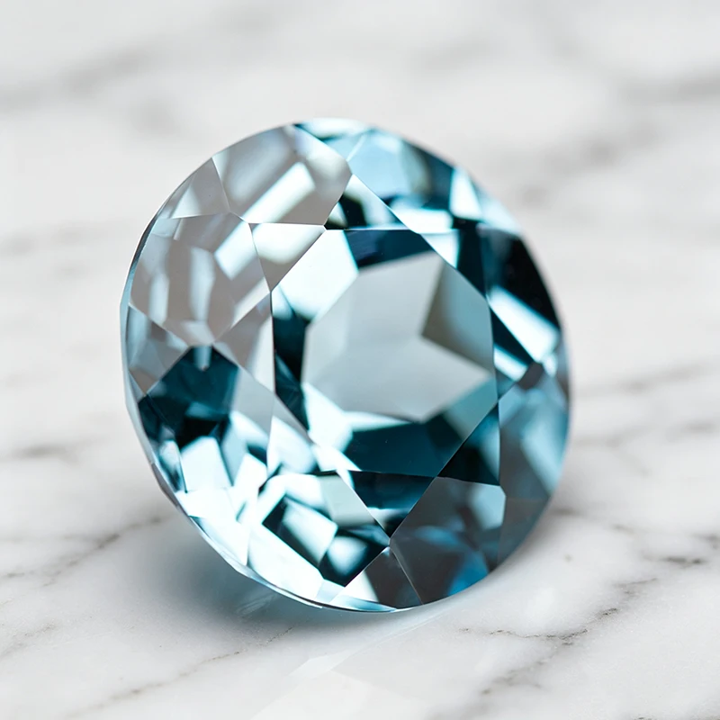 Hochwertige Labor-Saphir-Edelsteine in runder Form, Aquamarin-Anhänger für DIY-Schmuckherstellung, Materialien mit wählbarem Zertifikat – Detail 4