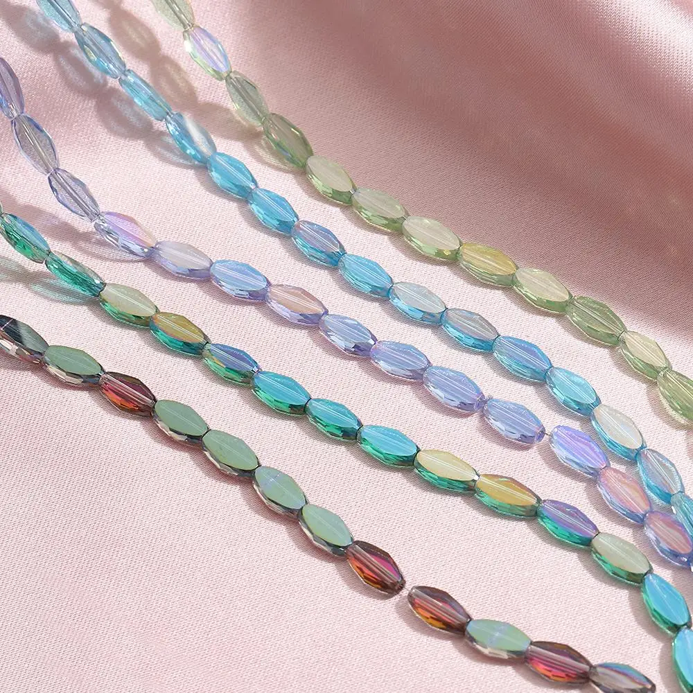 60pcs Colorful Crystal Stone Beads Flat Rhombus Faceted Loose Spacer Beads for Jewelry Making DIY Necklace Bracelet Accessories