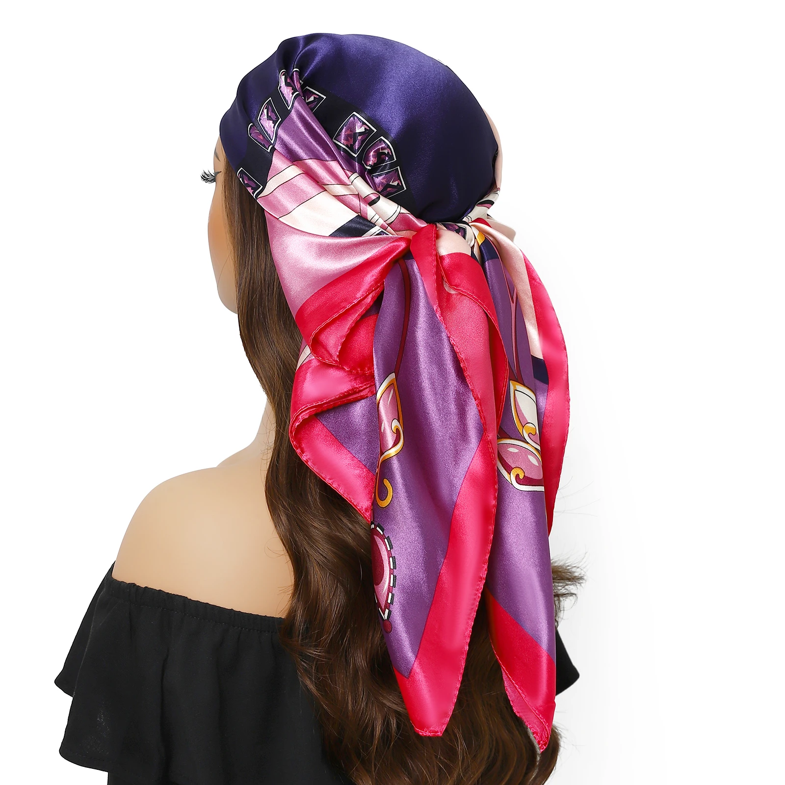 Luxury Brand 90X90CM Square Summer Silk Scarf Fashion Foulard Satin Shawl Hair Head Women Bandanna foulard pareo muffler