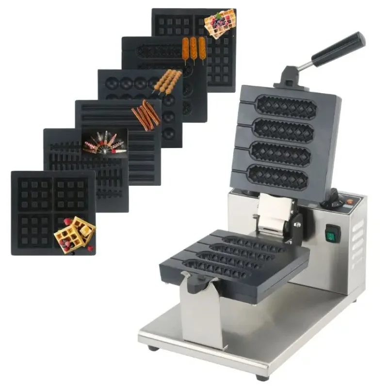 

Street Food Hot Dog Waffle Stick Maker Machine With Removable Plates