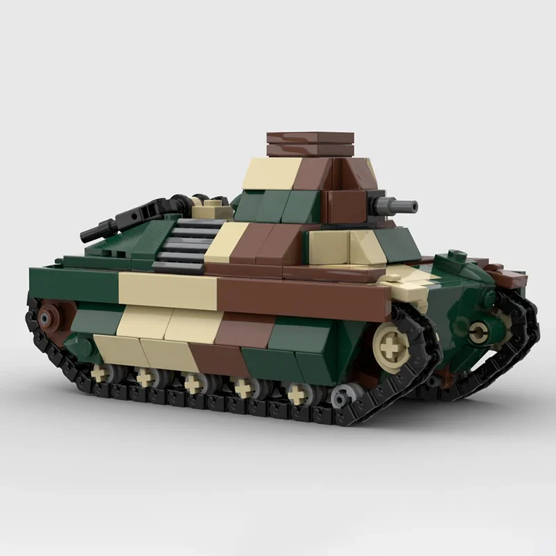 Prachtig nieuw product MOC-bouwsteen Franse tank uit de Tweede Wereldoorlog FCM 36-technologie Modulair kinderspeelgoedcadeau DIY-montageset