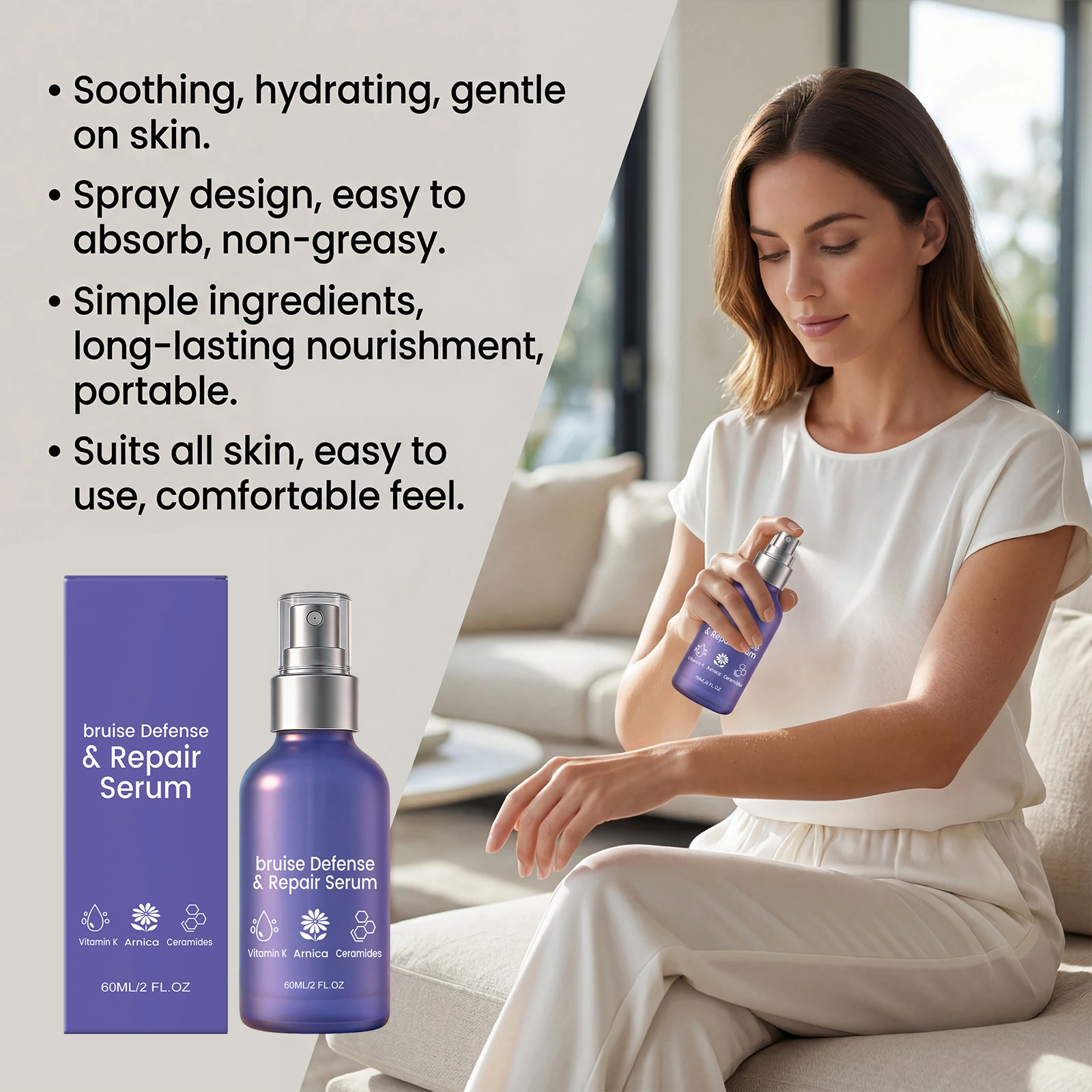 Arnika-Serum-Spray zur Linderung von Prellungen und Verletzungen, Reduziert Rötungen und Schwellungen, Verbessert Pigmentierung, Schnell Einziehendes Körperserum – Detail 7