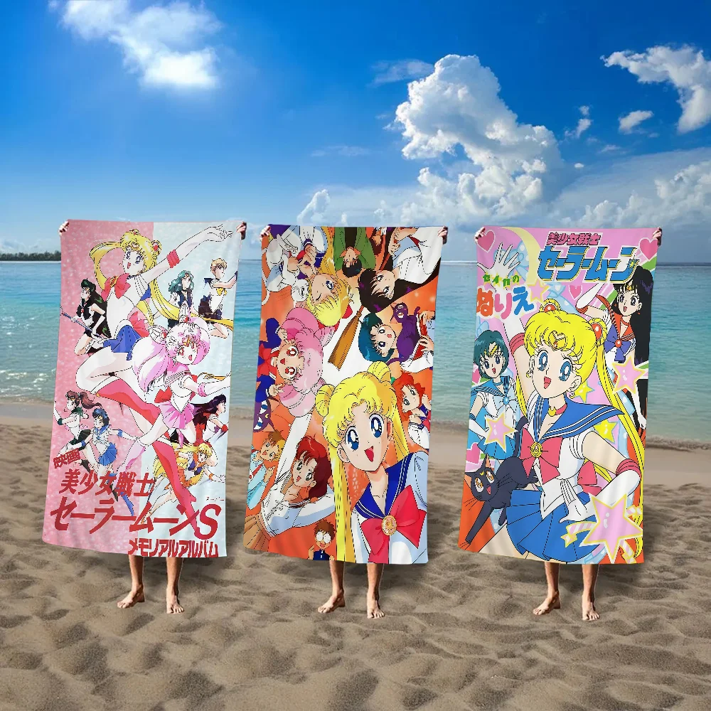 Sailor Moon Anime Beach Swimming Towel Soft Absorbent Washcloth Children's Gifts for Kids Travel Camping Gym