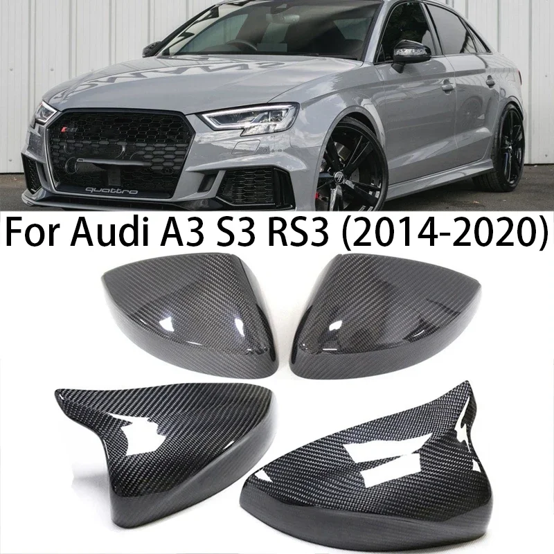 

For Audi A3 RS3 S3 2014 2015-2021 Carbon Fiber Car Exterior Rearview Side Mirror Covers Caps Replacement/Add On Style