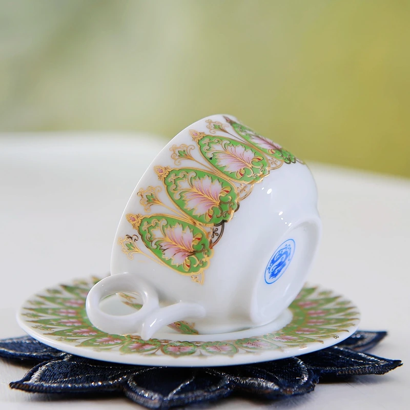 كوب إسبريسو مزين بالزهور من السيراميك الفاخر الخفيف على الطراز الإيطالي، طبق، كوب شاي بعد الظهر، فاخر رائع #2