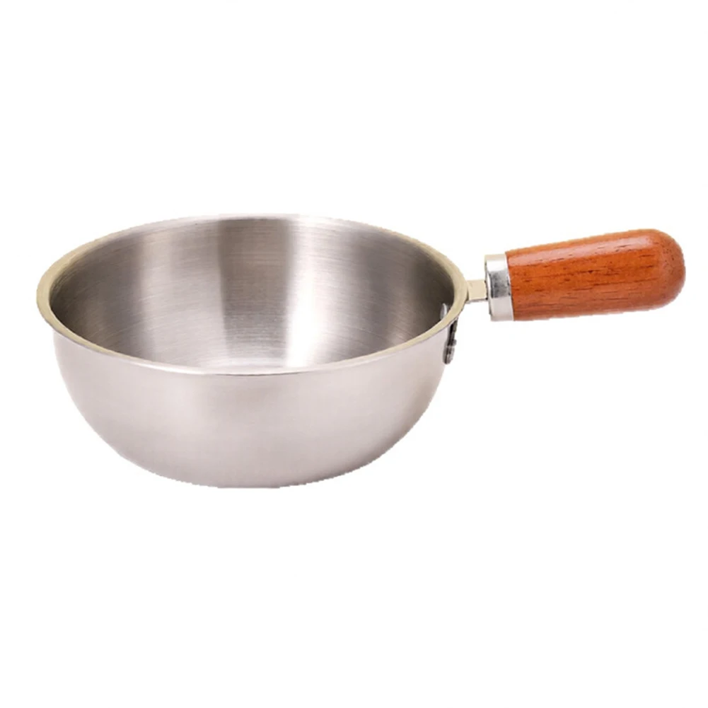 1PC Edelstahl Holzgriff Bratpfanne Set Verwendet Für Schmelzen Butter Salat Schüssel Flachen Boden Pfanne Suppentopf Kleine nudel Topf
