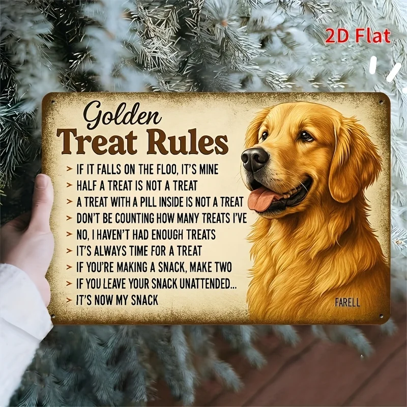 1pc Vintage Metal Wall Art Sign - Golden Retriever Dog Design with Humorous 