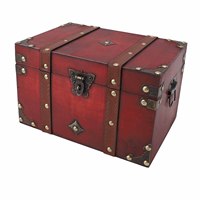 Wooden Treasure Chest Box Decorative Exquisite Vintage Storage Box Container with Lock for Jewelry Earrings Bracelets