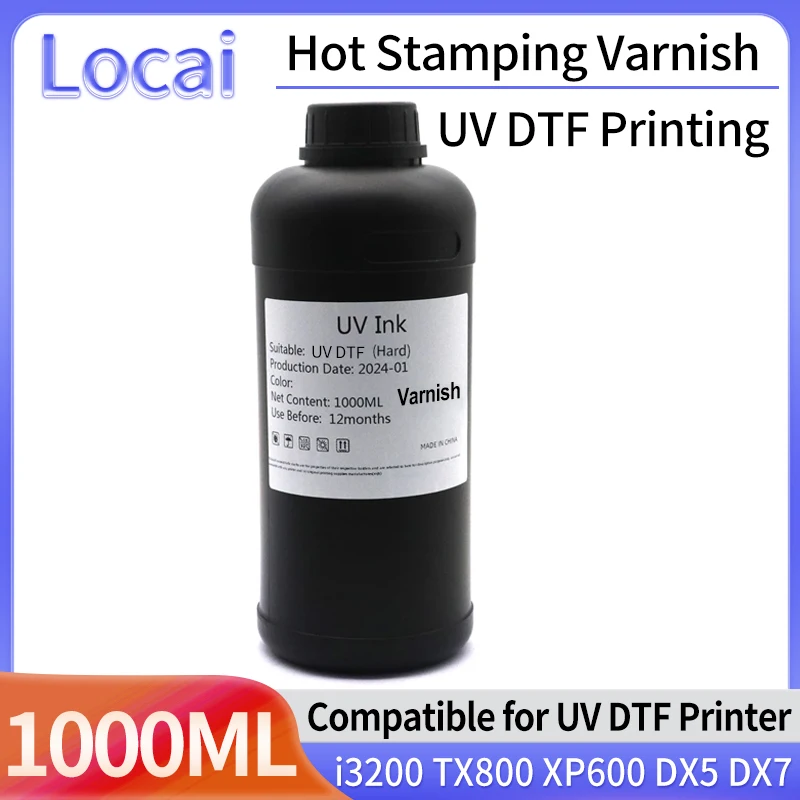 

1000ML Hot Stamping Varnish UV DTF Gloss For i3200 TX800 XP600 L800 L1800 L805 DX4 DX5 DX6 DX7 DX10 Printhead Vr Varnish