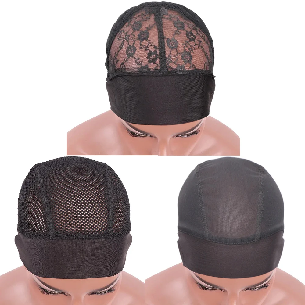 

Lace Wig Cap For Making Wigs Black Cap For Wig Three Styles Mesh Dome Hair Headband Cap For Wig 1Pcs Wigs Acessories