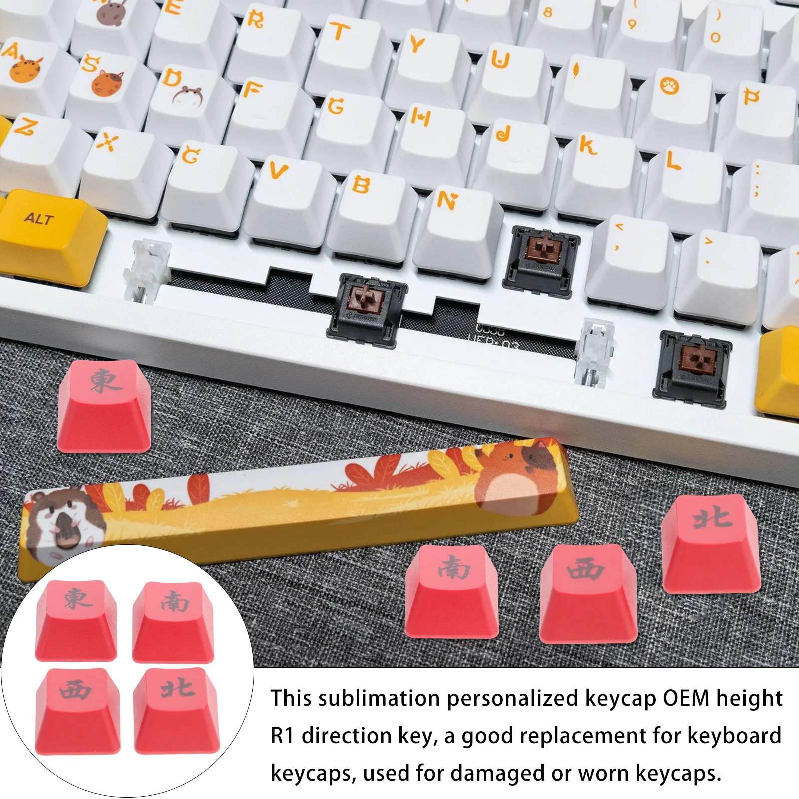 1Set Custom Mechanical Key Caps Replacement Direction Key Pbt Material Engraved Long-Lasting Mechanical Keyboard Keycap Gaming