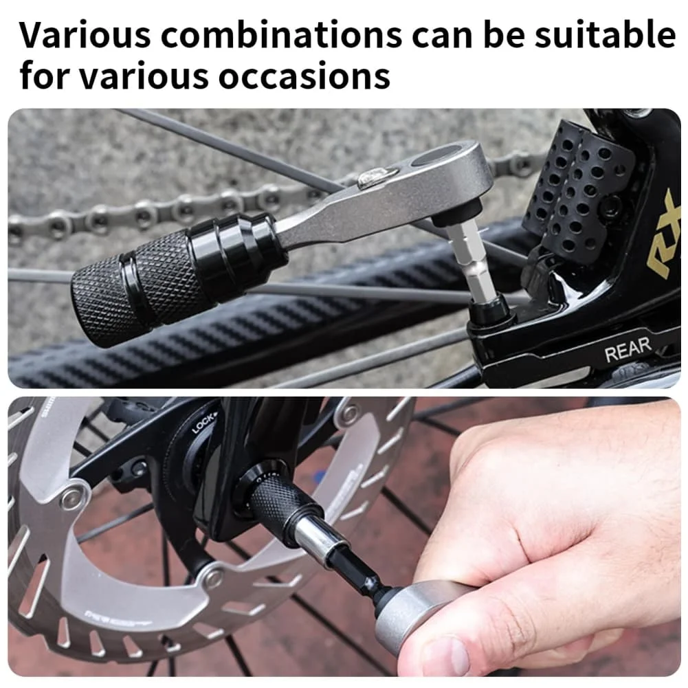 Multi Purpose 2in1 for mini Ratchet Wrench 14 Inch with for Quick Release and Magnetic Screwdriver Bit Set for Maintenance