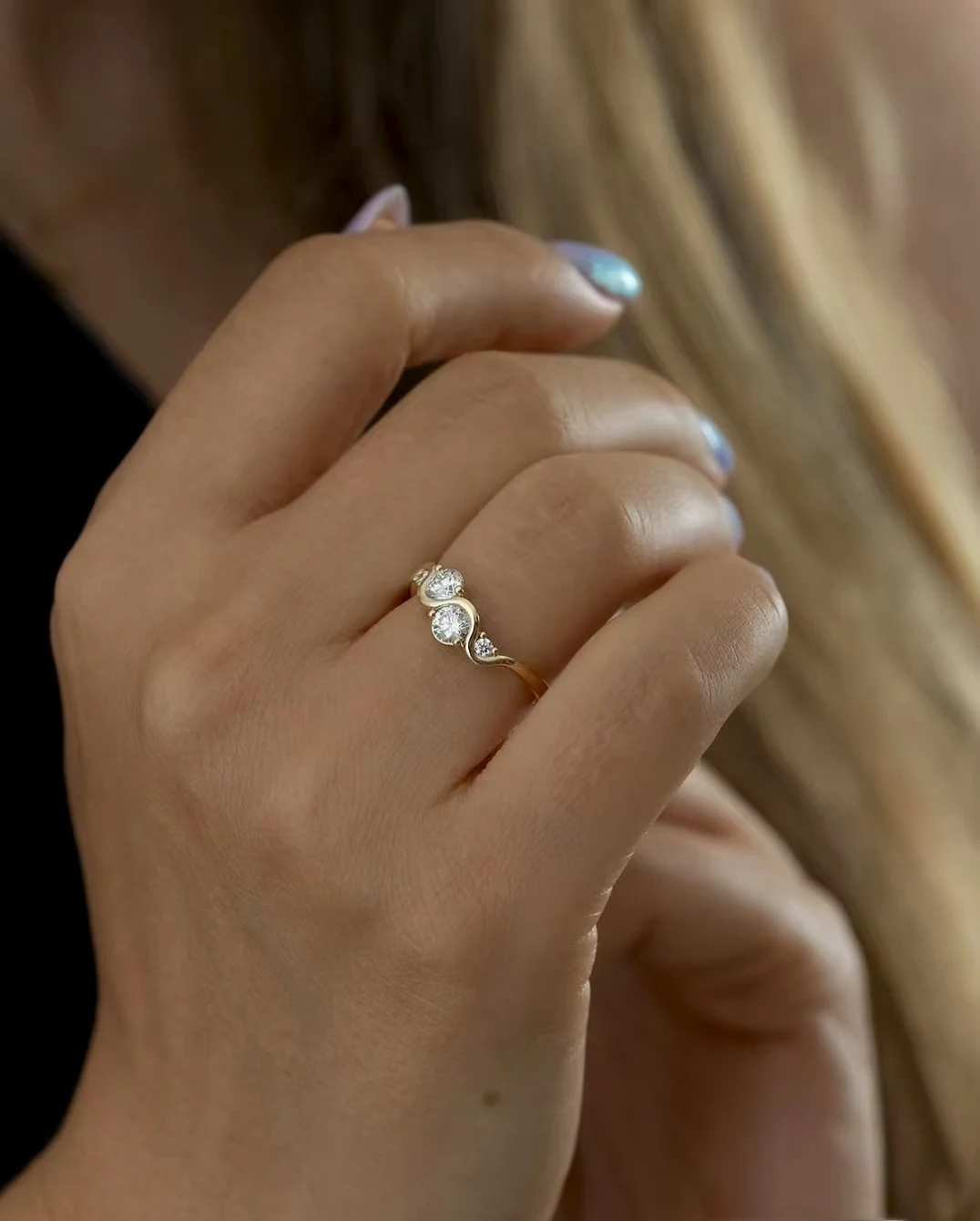 Zestaw ślubny z moissanitem w kształcie podwójnego diamentu, designerskie obrączki ze złota próby 18K, 14K, 9K i platyny PT950, personalizowany zestaw pierścionków zaręczynowych