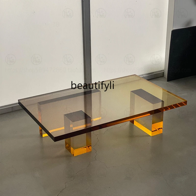 

Transparent acrylic square, small table, modern low table, tea table corner coffee table