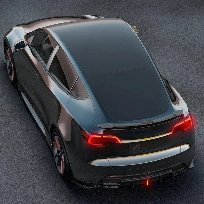 مجموعات هيكل ترقية عالية الجودة فقط من S Model Y مصنوعة من ألياف الكربون الحقيقية ذات الشفة الأمامية والشفة الجانبية ومفسد الشفة الخلفية #6