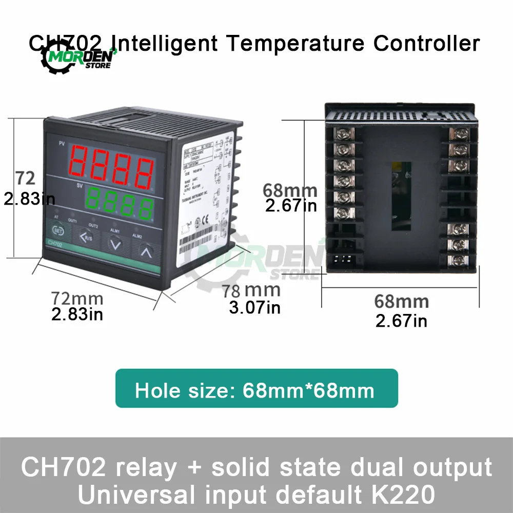 Dual Output SSR and Relay CH102 CH402 CH702 CH902 Two Relay Output LCD Digital PID Intelligent Temperature Controller AC48-240V