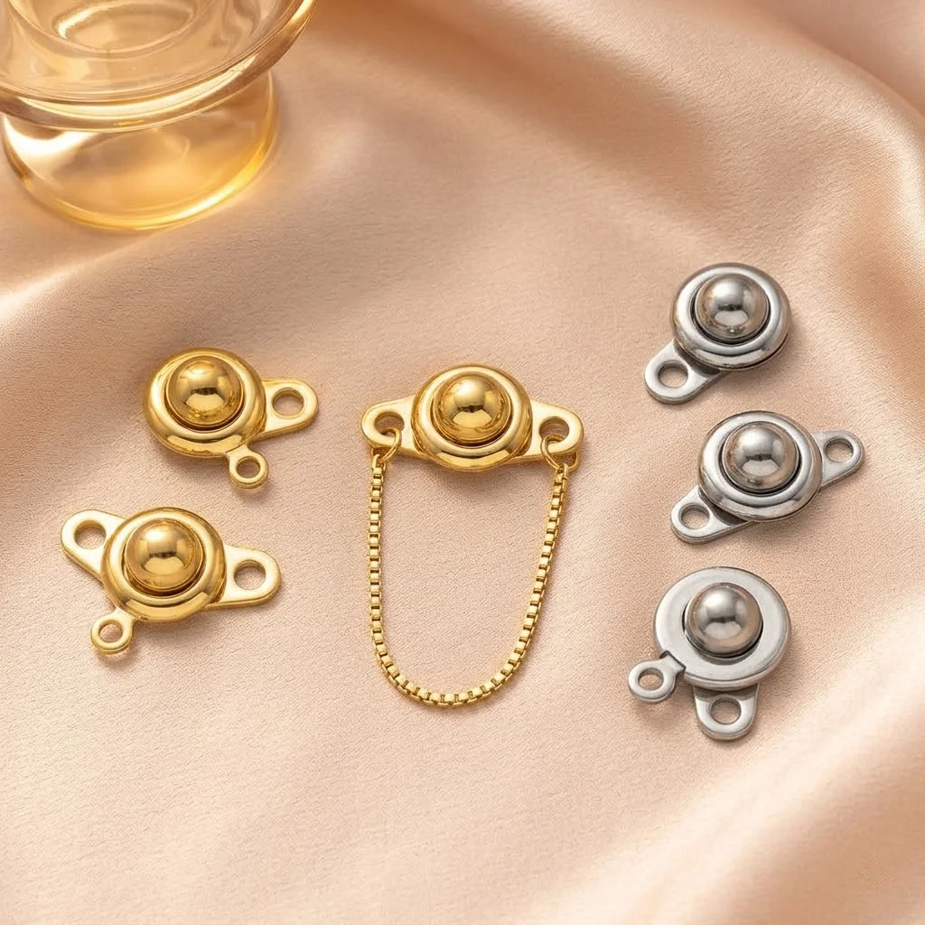 

5/10pcs Stainless Steel Gold Snap-on Clasps Connectors for DIY Bracelets Necklace Jewelry Making Supplies Accessories Findings