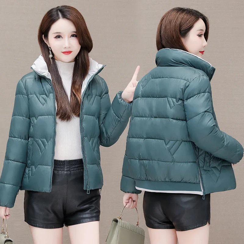 Winter Clothes Women Cotton Jacket Women's New Autumn and Winter Cotton Jacket Thickened Short Anti Cold Stand Collar Bread