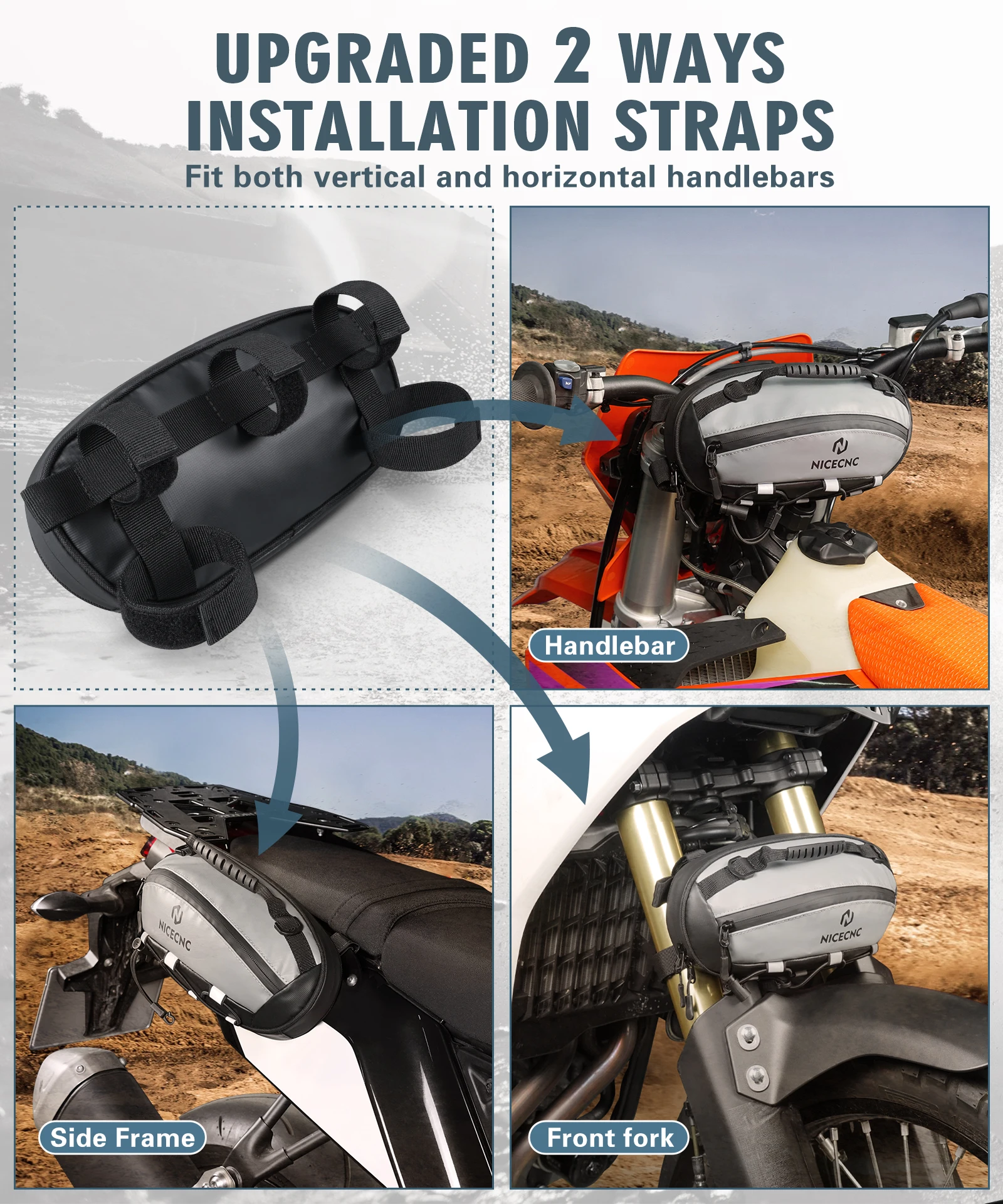 

Универсальная передняя сумка на руль, сумка на переднюю вилку, боковые сумки для KTM, Harley, Suzuki, Kawasaki, Yamaha, Honda, BMW, Ducati, Husqvarna