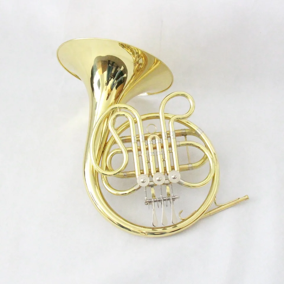 

Professional Orchestra Play High Quality F Key Brass Material Gold Lacquered French Horn