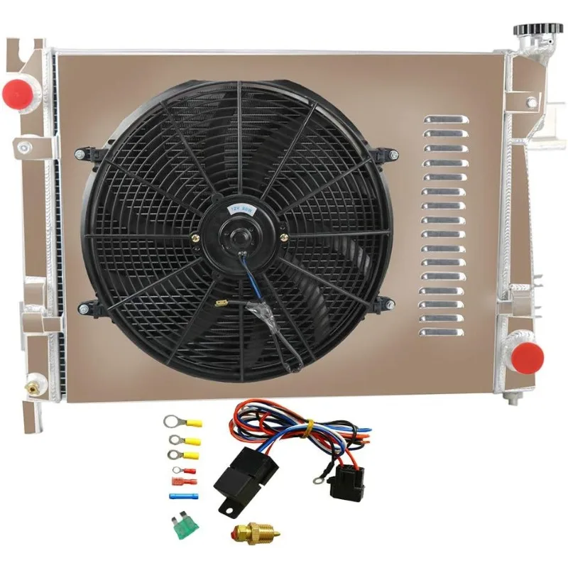 

ALLOYWORKS 3 Row Aluminum Radiator Shroud Fan Fits For 2003-2009 Ram 1500 2500 3500 | CH3010281 CH3010301 52028830 5202883