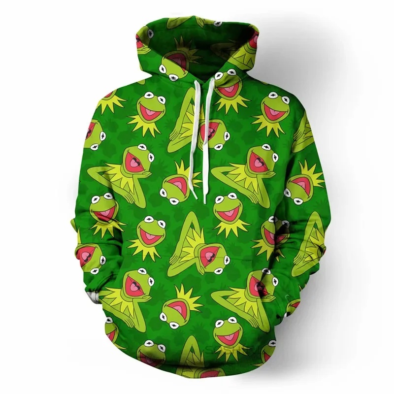 Mens and Women's Sad Frog 3D Printed Hooded Sweatshirts Frog Printed Sweatshirts Animal Printed Hooded Sweatshirts Sweaters Tops