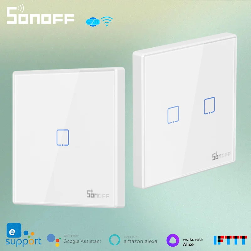 SONOFF T2EU Smart Wifi Wall Touch Switch With Border Smart Home 1/2/3 Gang 433 RF/Voice/APP/Touch Remote Control Work With Alexa