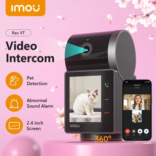 IMOU-cámara de vídeo con pantalla interior de 5MP, detección de mascotas humanas, pantalla de 2,4 pulgadas, PTZ 360, llamada con un solo toque, WiFi, Monitor para perros y gatos
