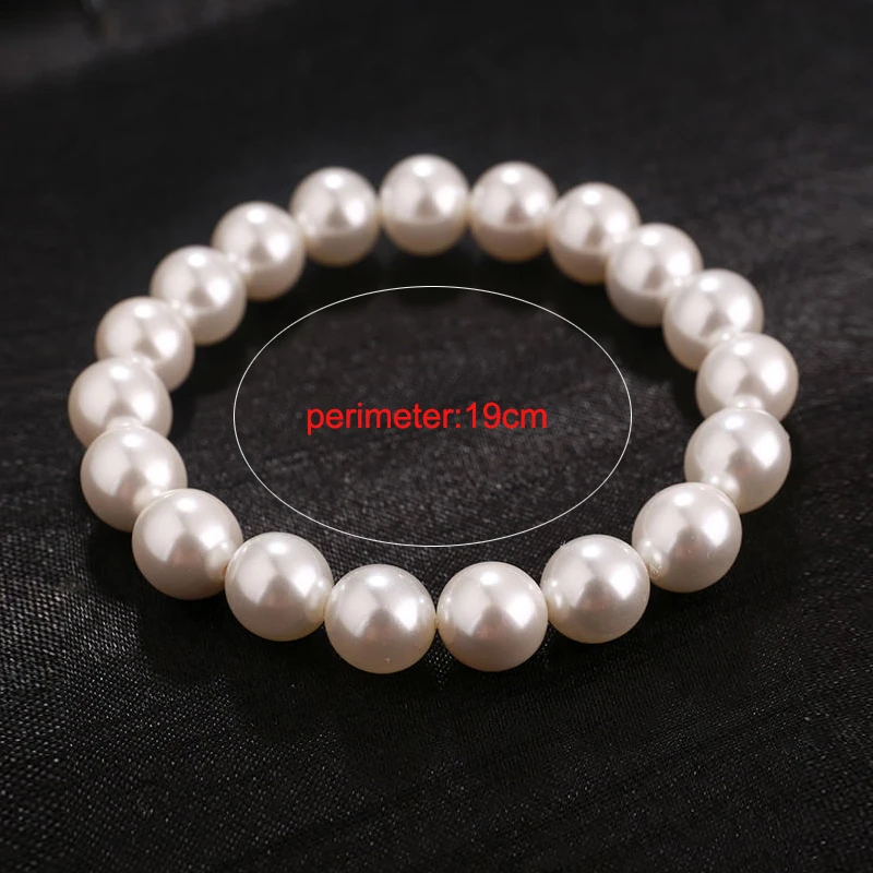 Classic Elegant Elastic White Pearl Bracelet For Women Men Wedding Banquet Stretch Bracelets 6-12mm Beads Handmade Jewelry Gift