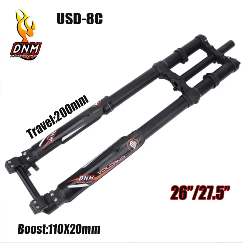 DNM-Bicycle Double Shoulder Fork, USD-8N, DH FR, 110X20 Boost, Air Suspension 26, 27.5, Travel 200mm Downhill, High Quality