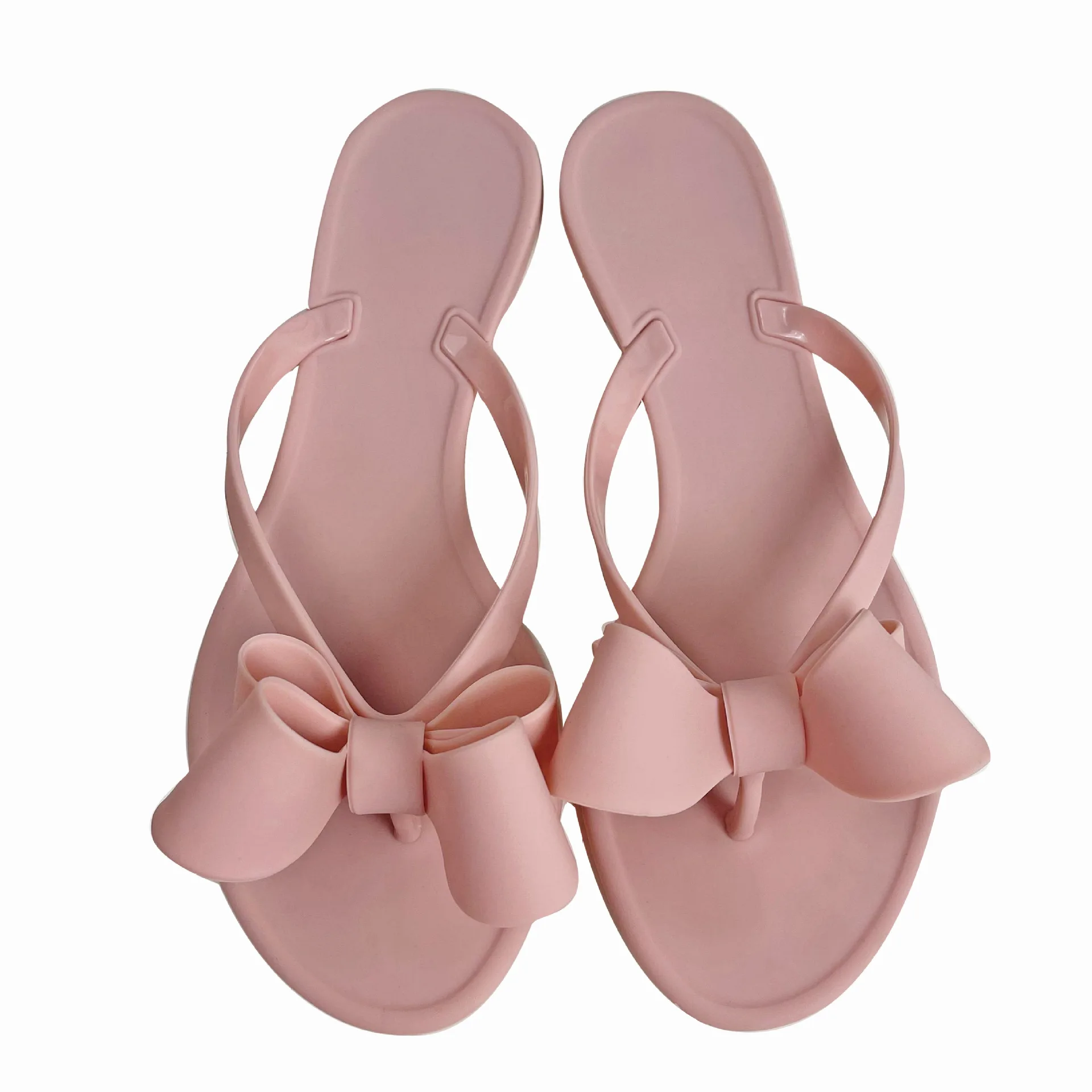 Summer Beach Sandals for Women Slippers New Pure Color Slip on With Bow Tie Adult Flat Bottom Flip Flops Walking Thong Sandals