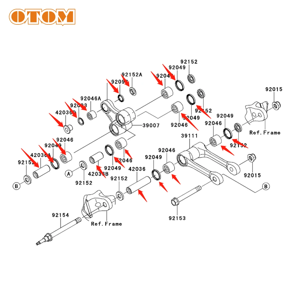 OTOM 오토바이 삼각형 레버 링키지 암 베어링 키트 베어링 오일 씰 부싱 KAWASAKI KX250F KX450F KLX450R Motocross