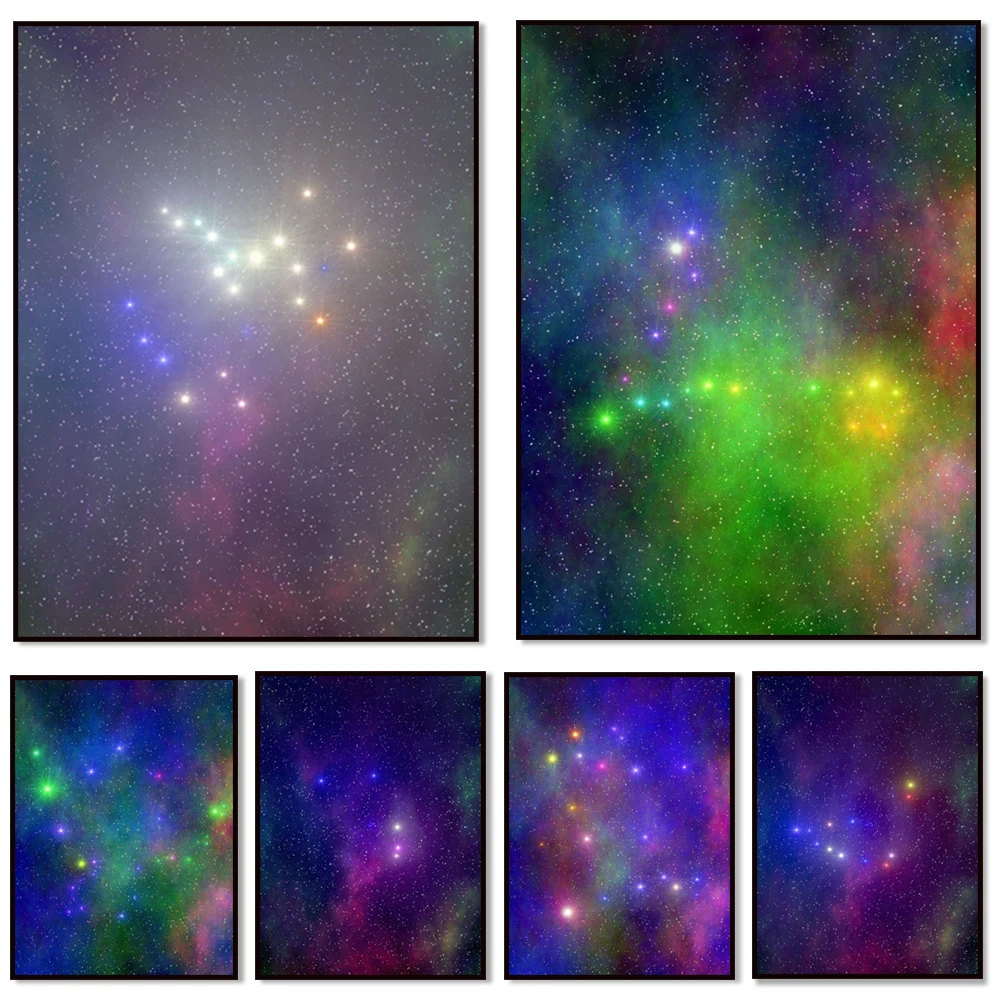 

12 Zodiac Signs Constellation Galaxy Canvas Painting Posters and Prints Wall Art Pictures for Living Room Home Decor