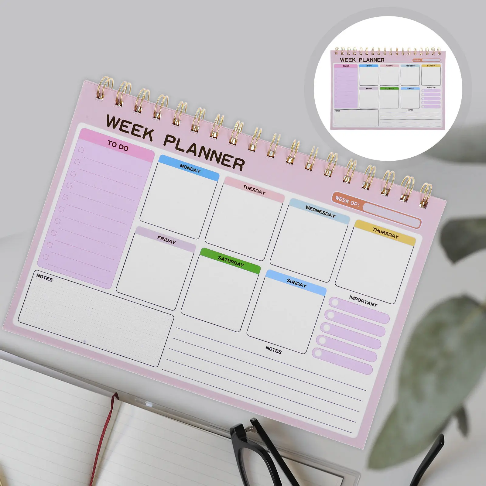 

Large Weekly Planner Notebook Spiral Bound Undated Clean Elegant Design Ample Writing Space for Task Tracking Life Organization