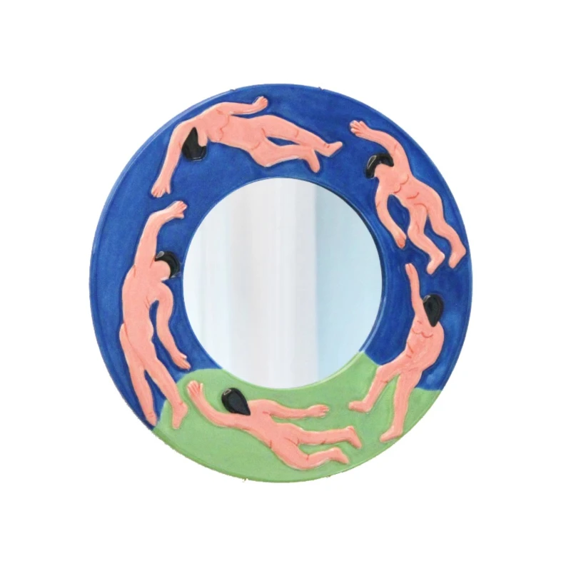 مرآة سيراميك فنية مرسومة يدويًا لغرفة المعيشة وغرفة النوم معلقة على الحائط مرآة تمثال نصفي مزخرفة #1