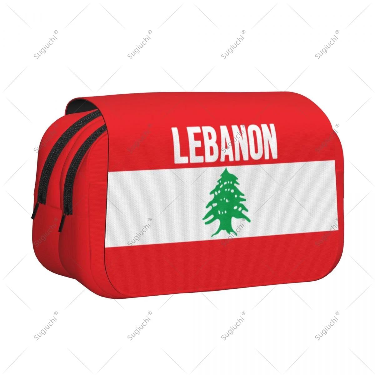 Pencil Case Scissors Bags 3D Lebanon Flag Double-layer Oxford Cloth Stationery Storage Pen Box Case