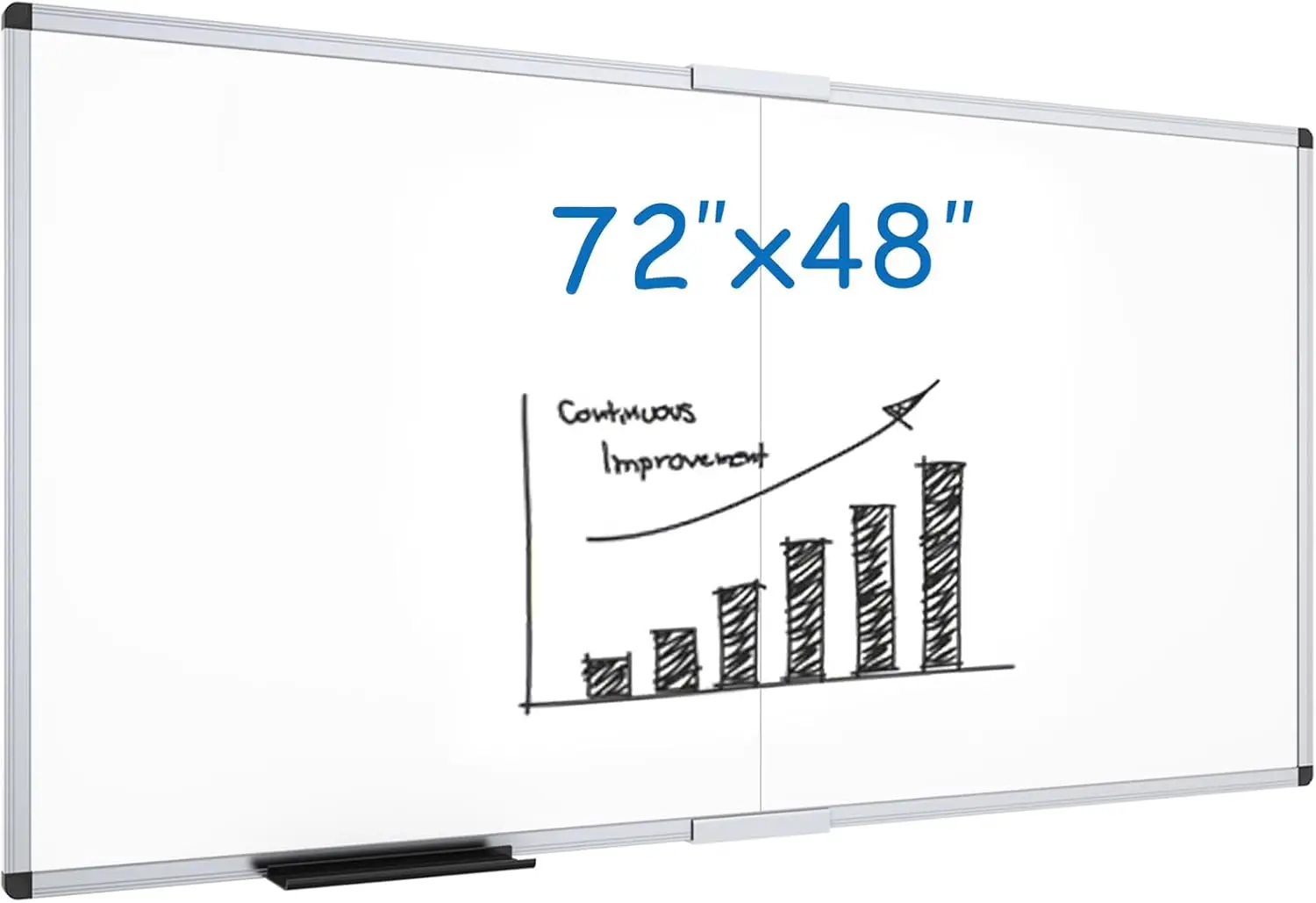 

Large Foldable Magnetic Whiteboard 72x48 Inches with Aluminum Frame & Marker Tray for Office Home School