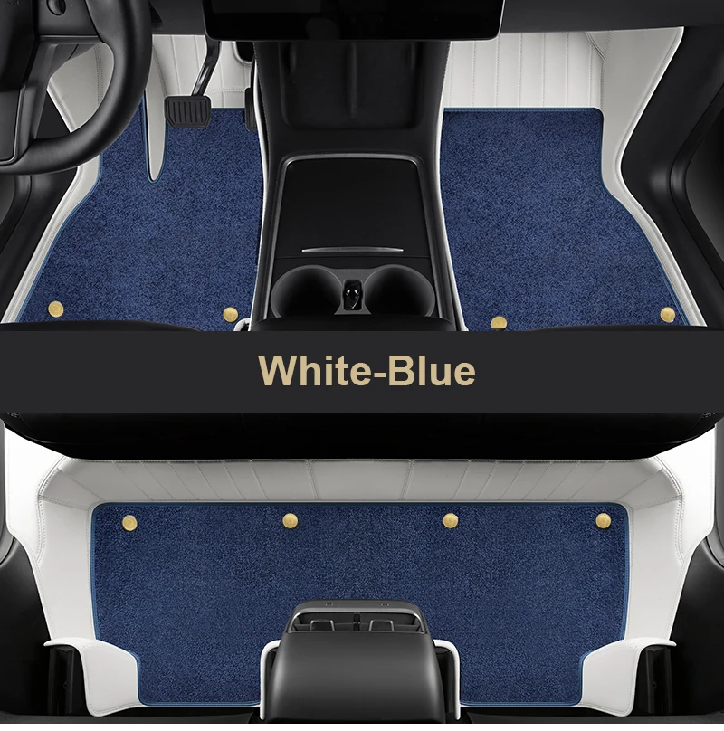 

For Tesla Model Y Custom Fit Car Accessories Floor Mat Interior Cowhide for Tesla Model Y Double Layers for Front and Rear Seat