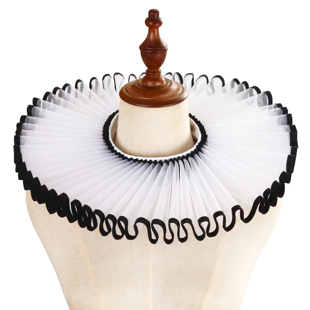 Detachable Shakespeare Neck Ruffled Collar Vintage Elegan Renaissance False Collar Victorian Costume Retro Ruff Collar