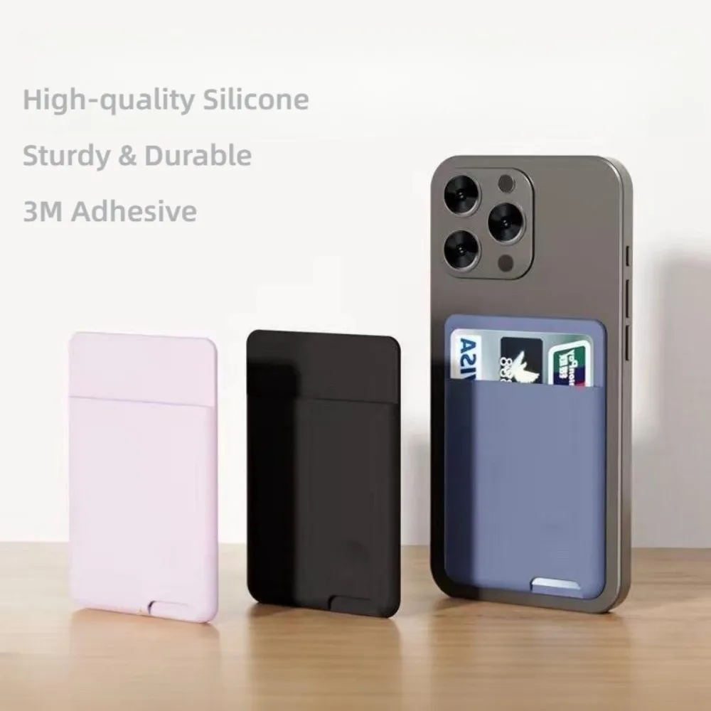 

3M Self-Adhesive Phone Wallet Case, Silicone Card Holder Pocket Stick-on for ID Credit Bank Cards, Universal Mobile Accessory