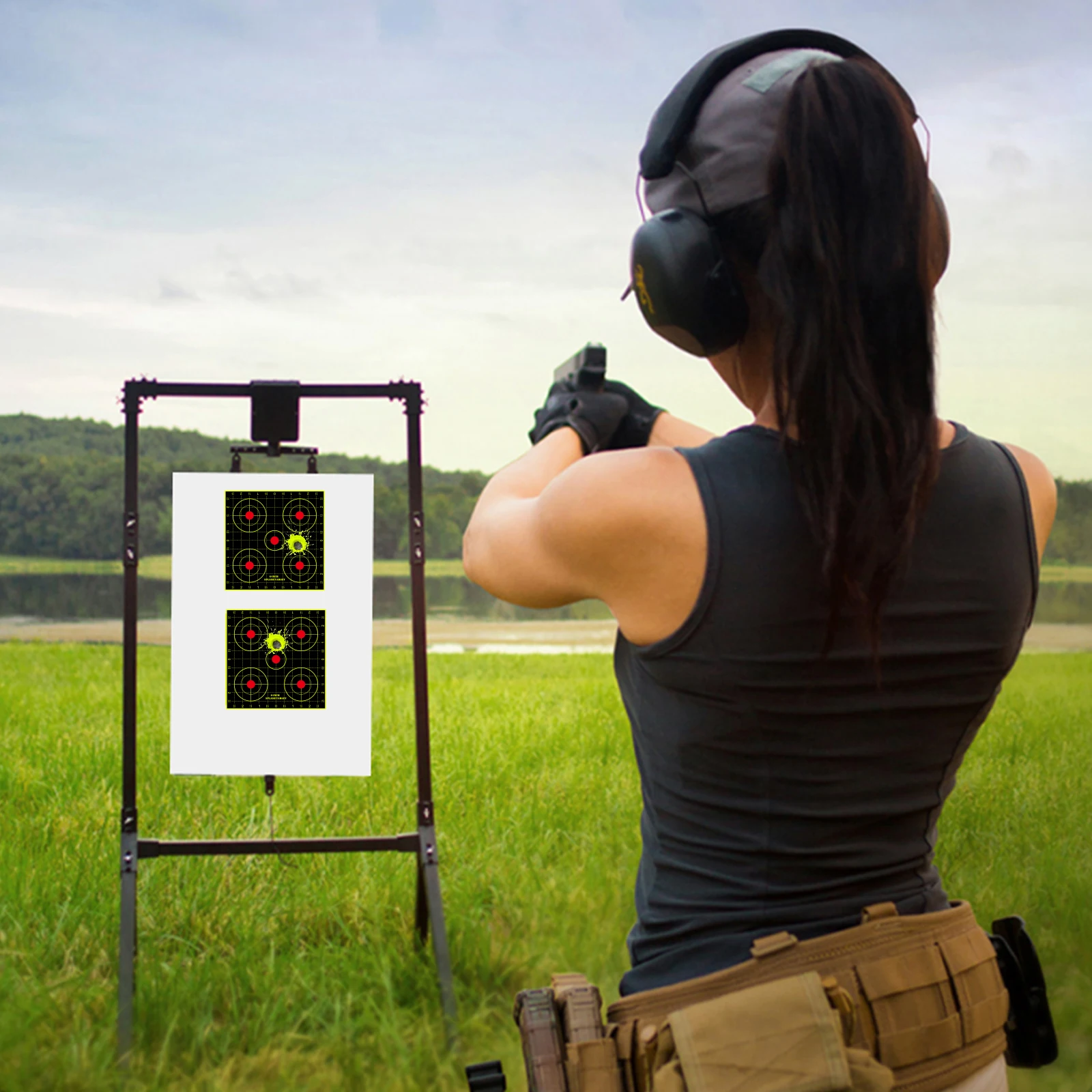 10 szt. Naklejek na tarcze strzeleckie 6 cali z numerami, czerwone, do treningu koncentracji, do strzelania wyciskaniami, fluorescencyjne etykiety kolorowe (można używać do treningu z prawdziwym pistoletem i pistoletem pneumatycznym)